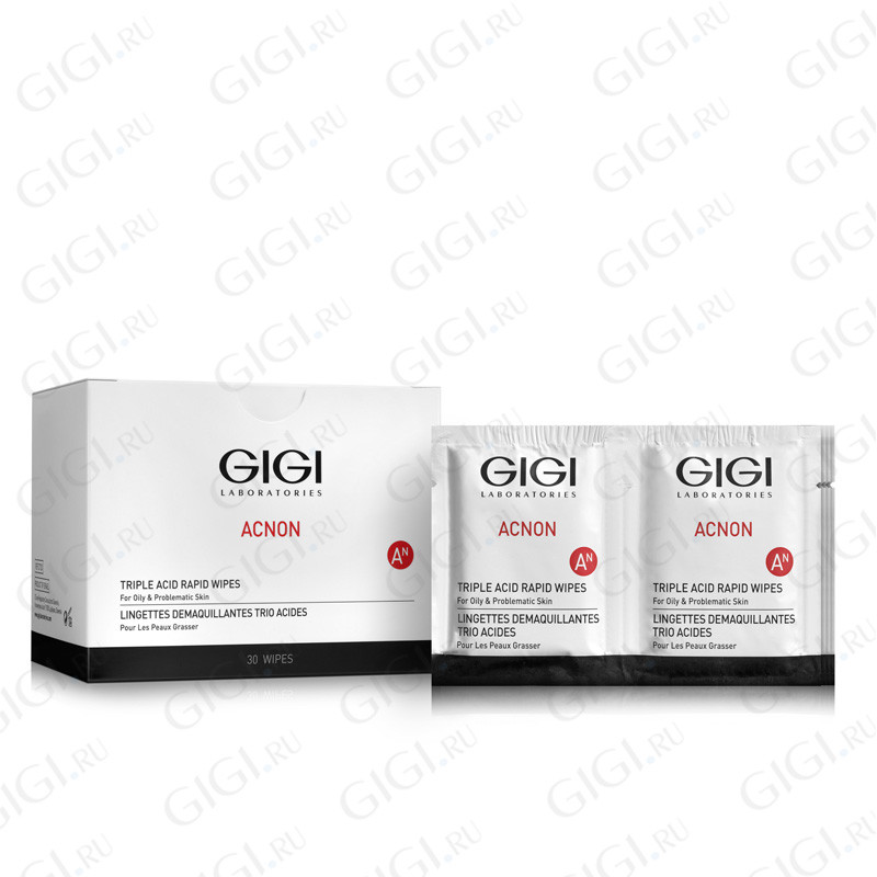 Салфетки-пилинг трехкислотные GIGI Acnon Triple Acid Rapid Wipes
